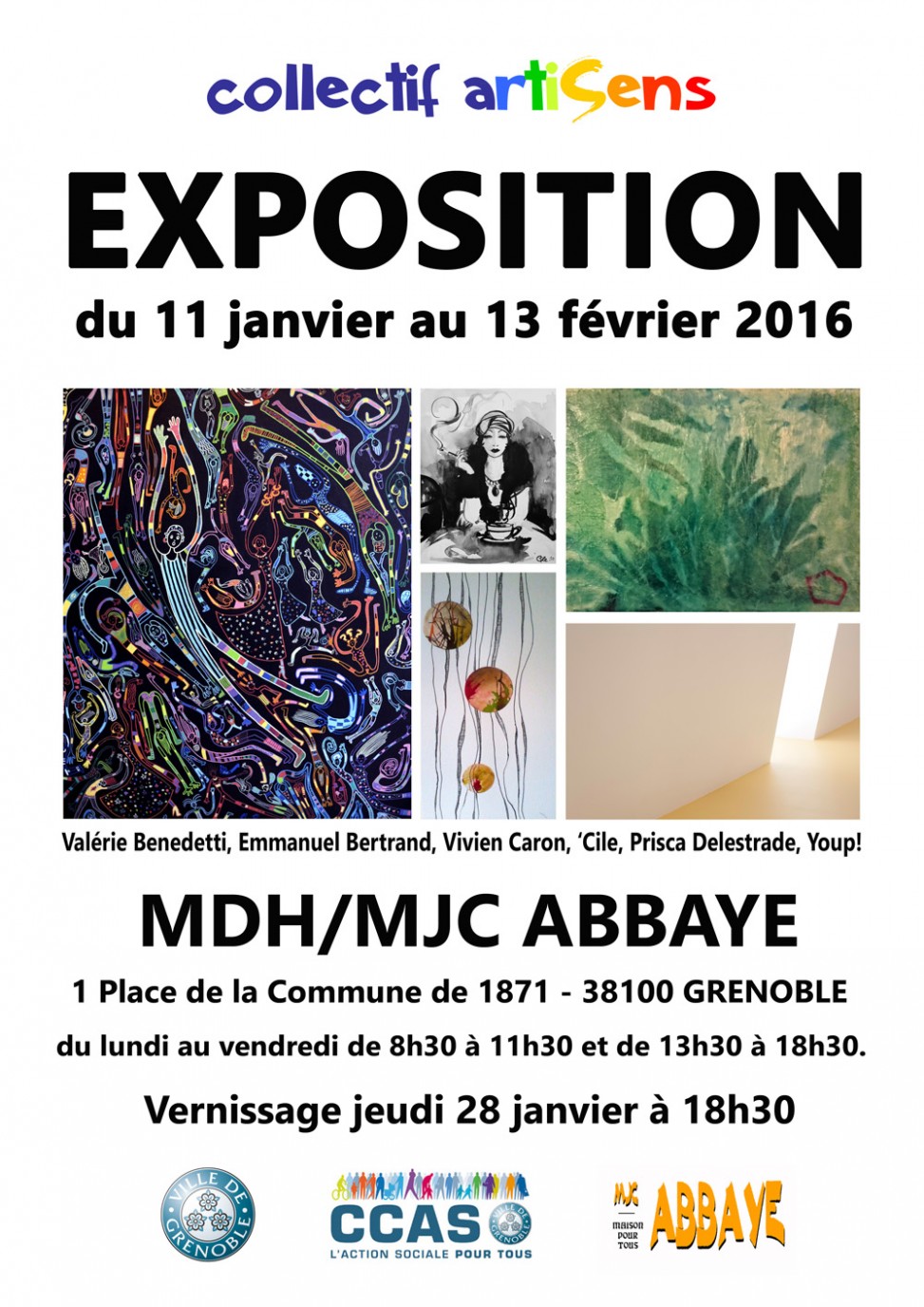 exposition du collectif artiSens de janvier 2016 à Grenoble